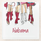Alabama Dames Mode Cowboy Boots Crimson Red Glazen Onderzetter (Voorkant)