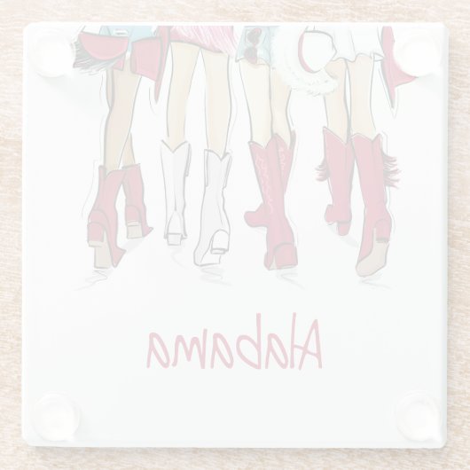 Alabama Dames Mode Cowboy Boots Crimson Red Glazen Onderzetter (Achterkant)