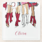 Alabama Dames Mode Cowboy Boots Petten Crimson Glazen Onderzetter (Voorkant)