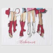 Alabama Dames Mode Crimson Cowboy Boots Petten Tissuepapier (Voorkant)