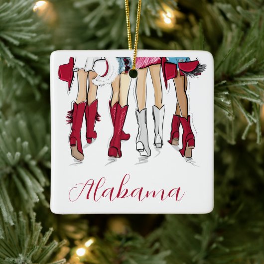 Alabama Dames Tailgating Rodeo Laarzen Hats Keramisch Ornament (Boom)