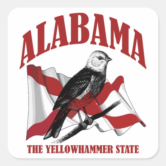 Alabama, de staat Yellowhammer Vierkante Sticker (Voorkant)