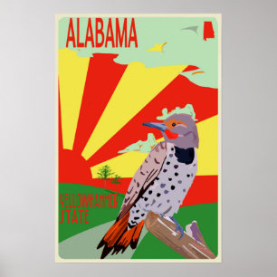 Alabama, deelstaat Yellowhammer, reisposter Poster
