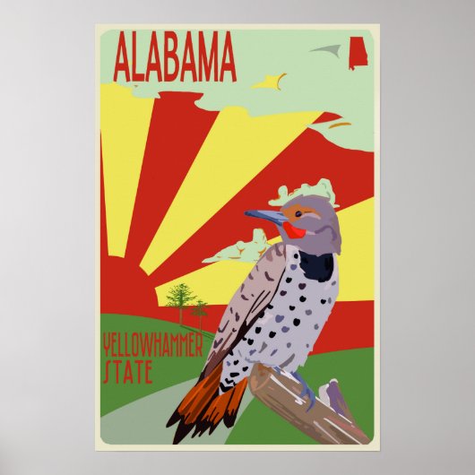 Alabama, deelstaat Yellowhammer, reisposter Poster (Voorkant)