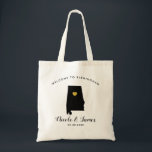 Alabama Destination Wedding Welcome Bag Tas<br><div class="desc">Het weekend van de bruiloft heet cadeautas voor gasten uit de stad voor je bruiloft,  met afbeelding van Alabama,  met gouden hart. Vul tas met je favoriete godies.</div>
