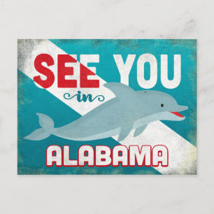 Alabama Dolphin - Retro Vintage Travel Briefkaart
