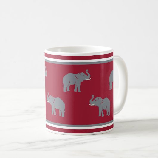 Alabama Elephant Crimson en Grey Koffiemok (Voorkant rechts)