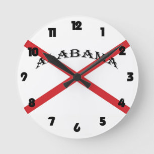 Alabama en Flag Black Fat Numbers wcn Ronde Klok