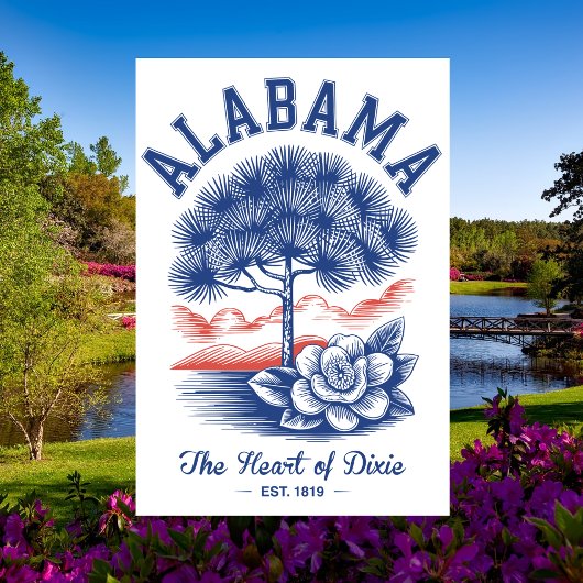 Alabama Est 1819 Minimale Natuur Het hart van Dixi Briefkaart