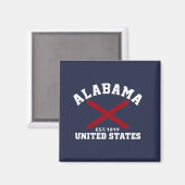 Alabama Est 1819 USA State Independence Day Magneet (Voorkant / Achterkant)