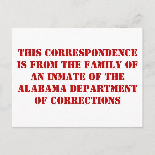 Alabama familie DoC Briefkaart (Voorkant)