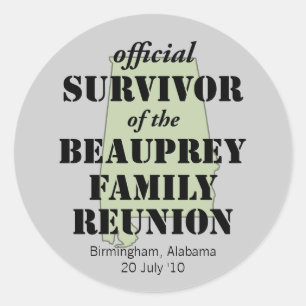 Alabama Family Reunion Survivor (groen) Ronde Sticker