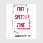 Alabama - Free Speech Zone Sticker (Vel)