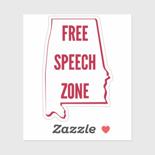 Alabama - Free Speech Zone Sticker (Vel)