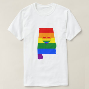 Alabama Gay Pride Rainbow Flag Heart GLBTQ-ontwerp T-shirt