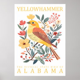 Alabama Geelhamer Staatsvogel Botanische Vintage Poster