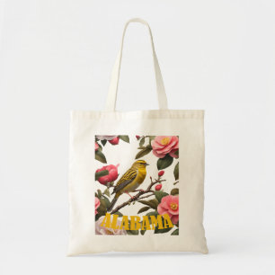 Alabama Geelvink Vogel En Camellia Uitknippen Tote Bag