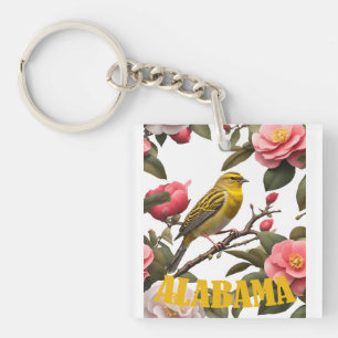 Alabama Geelvogelvechtige en Camellia Uitknippen Sleutelhanger