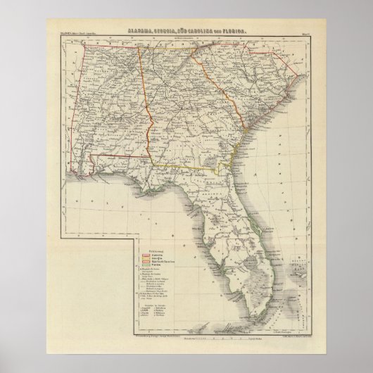 Alabama, Georgia, South Carolina en Florida Poster (Voorkant)