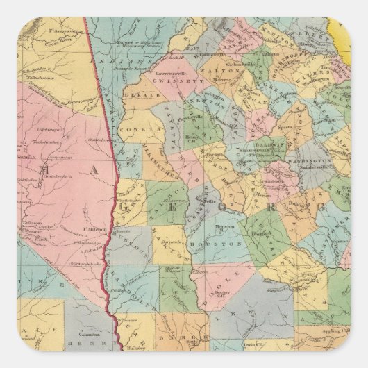 Alabama, Georgia Vierkante Sticker (Voorkant)