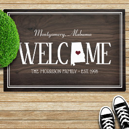 Alabama gepersonaliseerde Woodgrain Welkom Deurmat