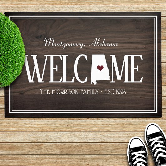 Alabama gepersonaliseerde Woodgrain Welkom Deurmat