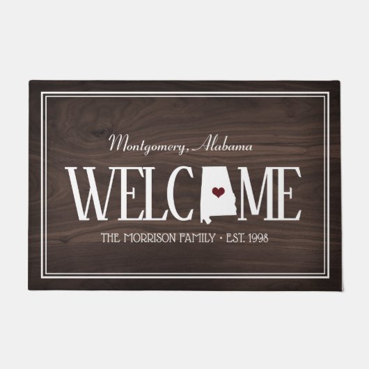 Alabama gepersonaliseerde Woodgrain Welkom Deurmat (Voorkant)
