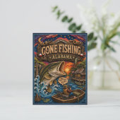 Alabama Gone Fishing Grootbekbaars Briefkaart (Staand voorkant)