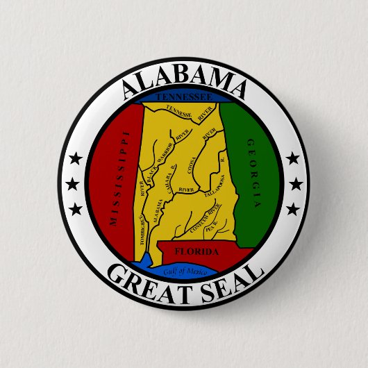 Alabama Great Seal Ronde Button 5,7 Cm (Voorkant)