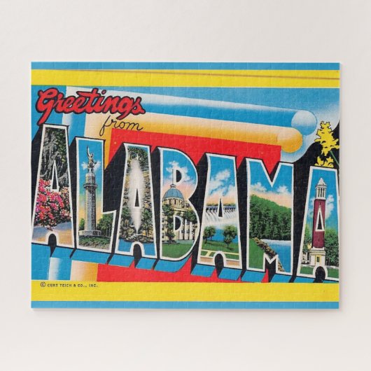 Alabama Groet Briefkaart Legpuzzel (Horizontaal)