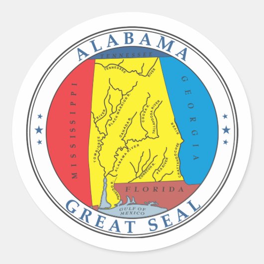 Alabama grote zeehond ronde sticker (Voorkant)