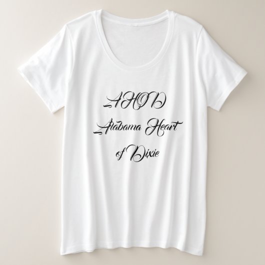 Alabama Hart van Dixie Monogram Grote Maat T-shirt (Design voorkant)