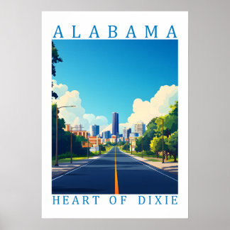 Alabama Hart van Dixie Retro Reisposter Kunst  Poster