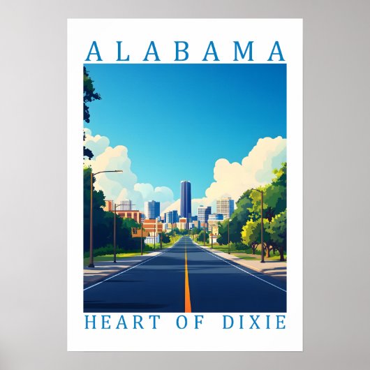 Alabama Hart van Dixie Retro Reisposter Kunst Poster (Voorkant)