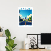Alabama Hart van Dixie Retro Reisposter Kunst Poster (Thuiskantoor)