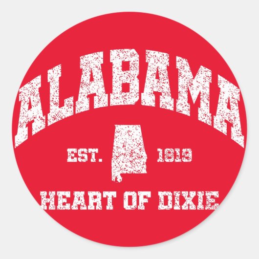 Alabama, hart van Dixie Ronde Sticker (Voorkant)