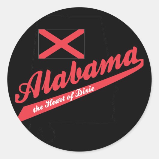 Alabama Hart van Dixie Ronde Sticker (Voorkant)