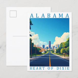 Alabama Hart van Dixie USA Travel Place Briefkaart