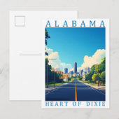 Alabama Hart van Dixie USA Travel Place Briefkaart (Voorkant / Achterkant)