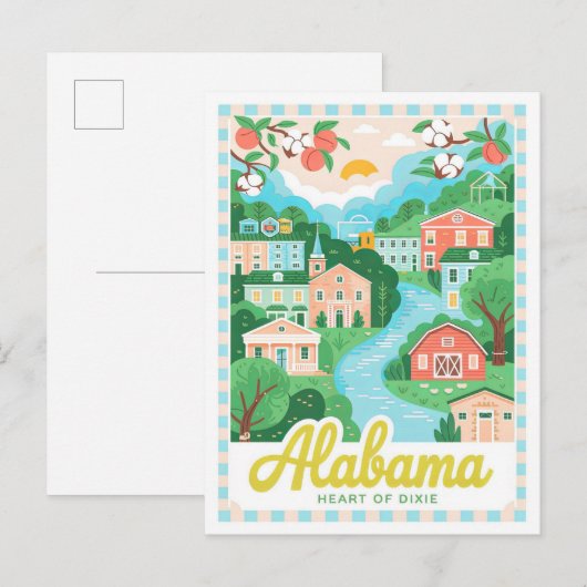Alabama Hart van Dixie USA Zomer Reizen Briefkaart (Voorkant / Achterkant)