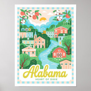 Alabama Hart van Dixie USA Zomer Reizen Poster