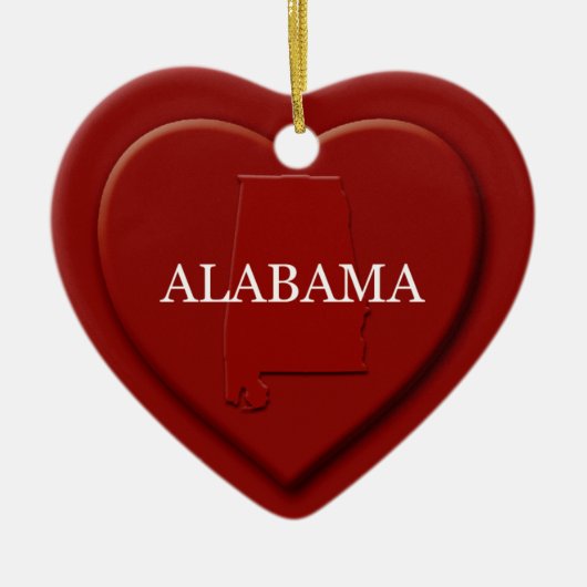 Alabama Heart Map kerstversiering Keramisch Ornament (Voorkant)