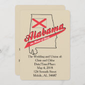 Alabama Heart of Dixie Wedding Invitation Kaart (Voorkant / Achterkant)
