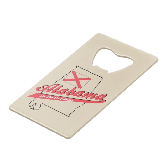 Alabama Heart van Dixie Creditkaart Flessenopener (Voorkant Gekanteld)
