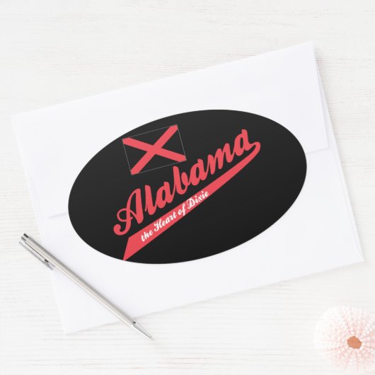 Alabama Heart van Dixie Ovale Sticker (Envelop)