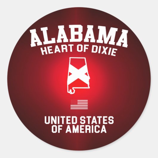 Alabama Heart van Dixie Ronde Sticker (Voorkant)