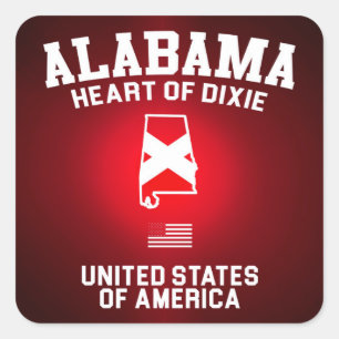 Alabama Heart van Dixie Vierkante Sticker