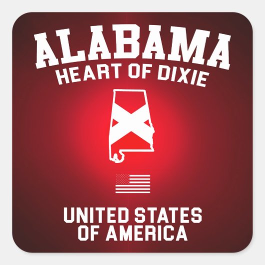 Alabama Heart van Dixie Vierkante Sticker (Voorkant)