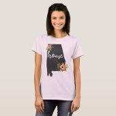 Alabama Home Chalkboard Waterverf Flowers State T-shirt (Voorkant volledig)