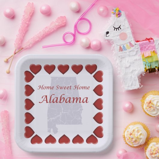 Alabama Home Sweet Home 9" Papieren Bordje (Feest)